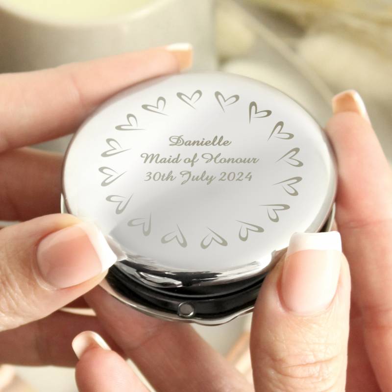 Personalised Hearts Compact Mirror