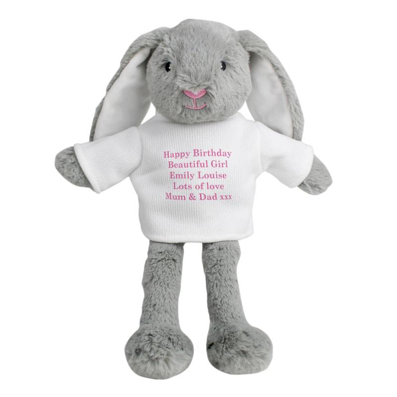 Personalised Message Bunny - Pink Embroidery