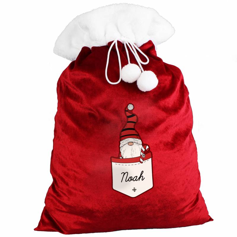 Personalised Gonk Family Red Christmas Sack - Boy